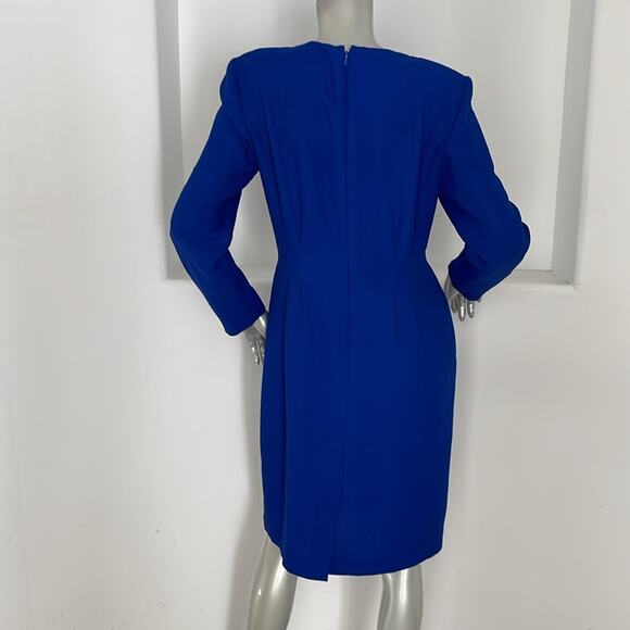 Debra Michaels Vintage Long Sleeve Blue Dress Size 10 P - Picture 2 of 8